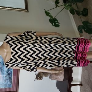 Tacera 3x soft flowy cold shoulder shift dress chevron stripe mix media